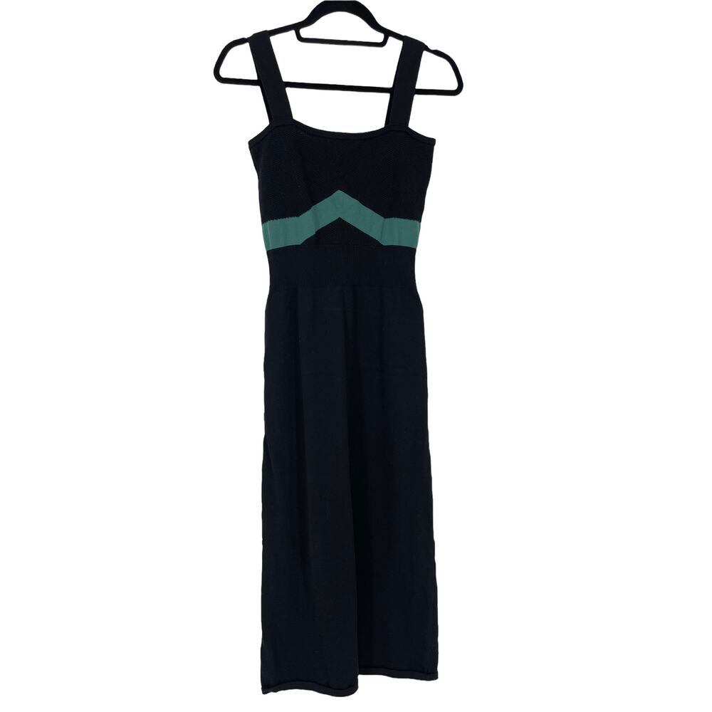 Mila Zovko Dress Womens Large Luna Sleeveless Maxi Black Green Colorblock